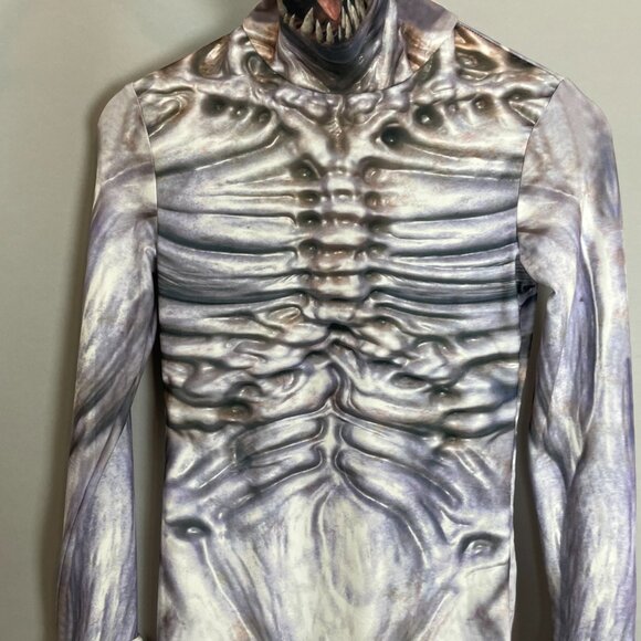 Skeleton Monster Halloween Costume‎ Child Boy Mask Full Bodysuit Size Medium Zip - Picture 5 of 13